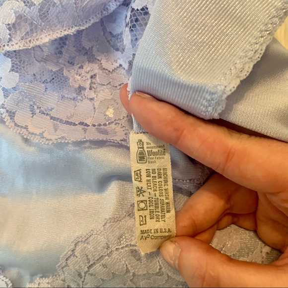 VTG 90’s Baby Blue Lace and Satin Teddy - Picture 8 of 11